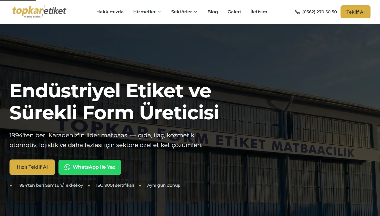 Topkar Etiket saytının ana səhifəsi